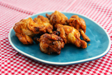 fried chicken wings on table