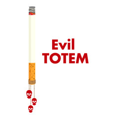 Cigarette with bound skulls as a symbol of an evil totem. Vector illustration of 31st May no tobacco day
