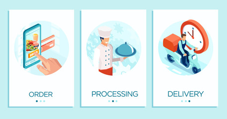 Vector concept for mobile app templates, internet food delivery concept