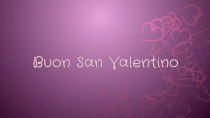 Buon San Valentino, Happy Valentine's day in italian language, greeting card, pink hearts, lilac background