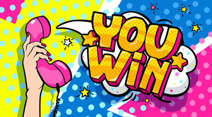 You Win Message in pop art style
