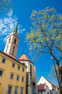 Church of St. Francis built in the 13th century located on the north-western side of the kaptol Square in Zagreb at a beautiful early spring day