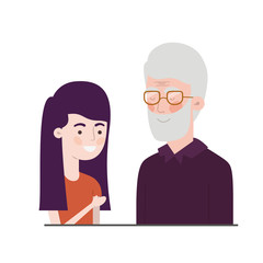 girl and grandfather avatar character