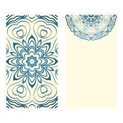 Design Vintage Cards With Floral Mandala Pattern And Ornaments. Vector Template. Islam, Arabic, Indian, Mexican Ottoman Motifs. Hand Drawn Background. Milk blue color