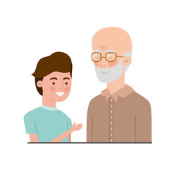 boy and grandfather avatar character