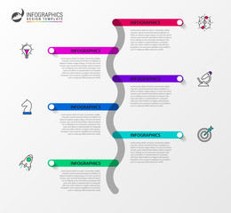 Infographic design template. Timeline concept with 6 steps
