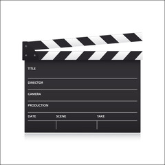 Fototapeta na wymiar Realistic vector open movie flap isolated on white background