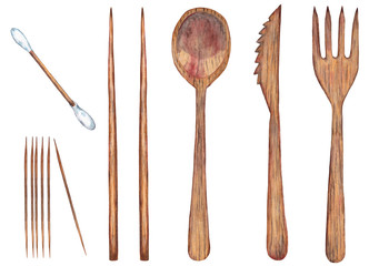 Organic wooden tableware.