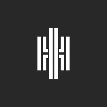 Creative monogram HI or IH initials logo, combination two letters H and I linear hipster emblem for business or wedding card