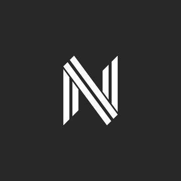 Monogram letter N logo design two parallel lines hipster style