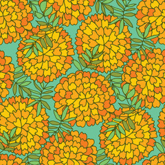 Marigold flower seamless pattern