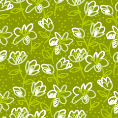 Abstract flowers sketch seamless pattern