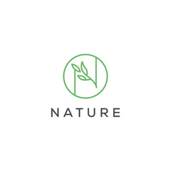 N letter nature leaf logo design