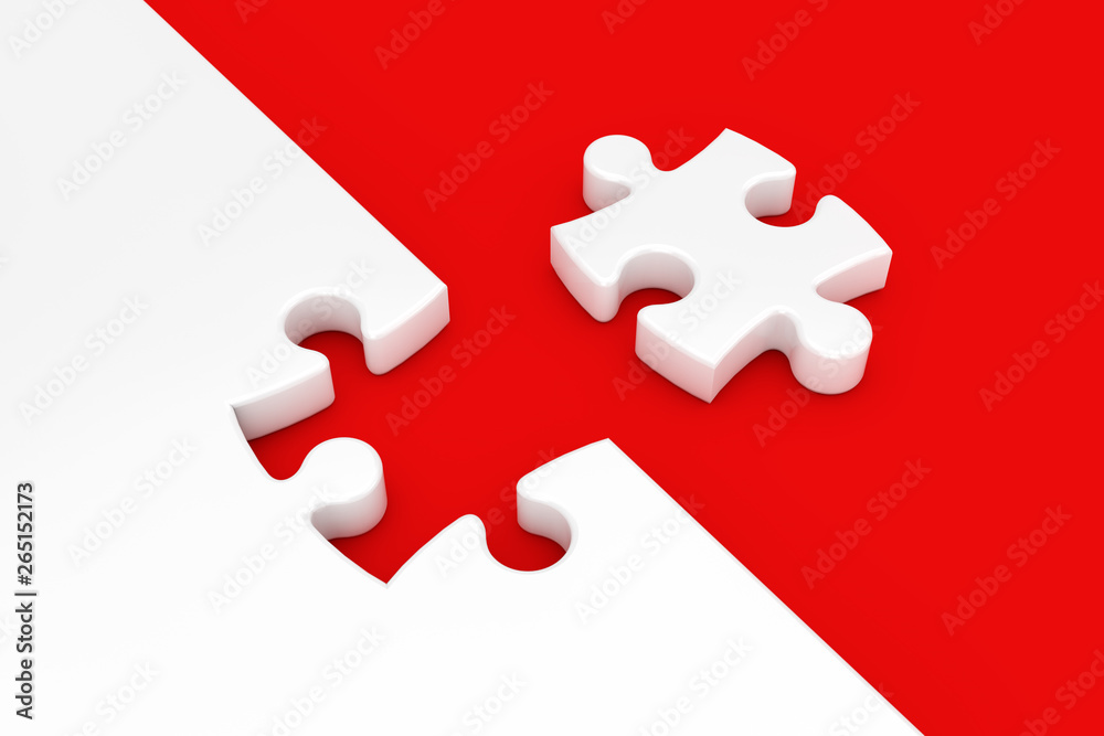 Aufkleber white jigsaw puzzle piece. 3d rendering