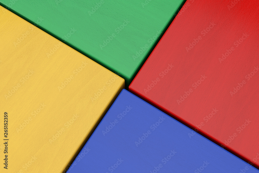 Fototapete abstract wooden multicolour cube block background. 3d rendering