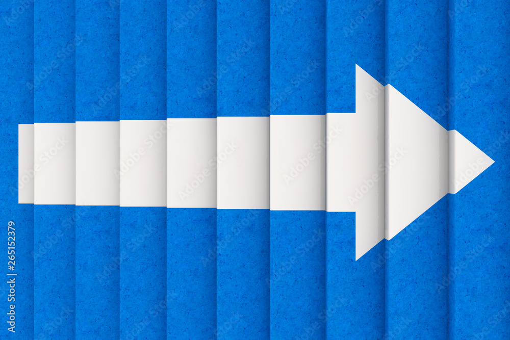 Aufkleber top view of white arrow on blue step stairs up. 3d rendering
