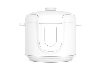White Modern Electric Multi Cooker in Clay Style. 3d Rendering