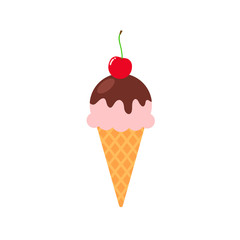 Ice cream cone with cherry