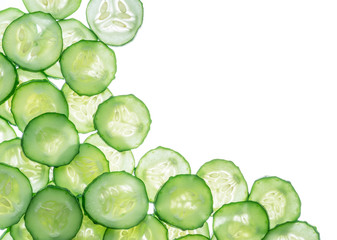 Cucumber slices isolated on the white background.