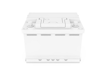 White Rechargeable Car Battery in Clay Style Duotone. 3d Rendering