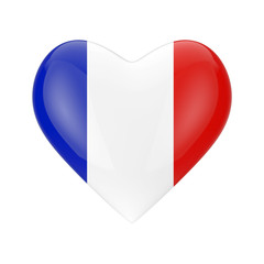 Love France Concept. France Flag in Shape of Heart. 3d Rendering