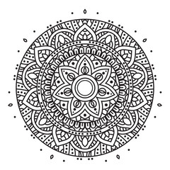 Black and white mandala vector isolated on white. Vector hand drawn circular decorative element.
