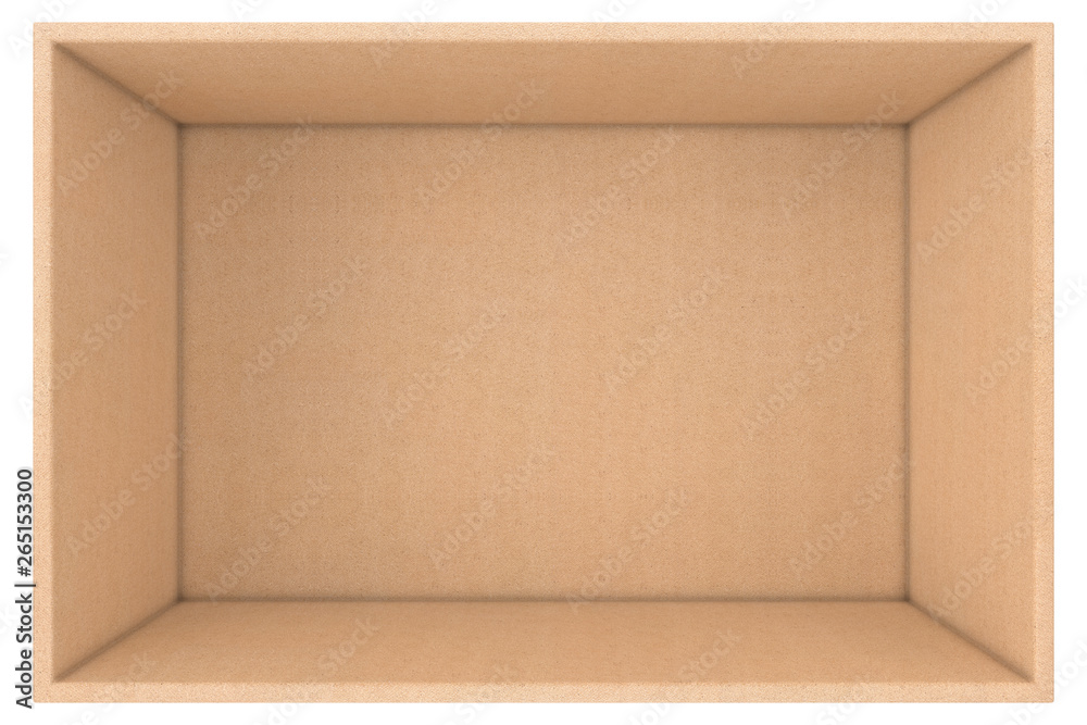 Poster big opened empty cardboard paper box. 3d rendering