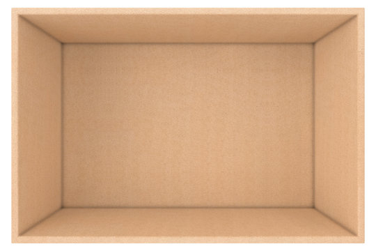 Big Opened Empty Cardboard Paper Box. 3d Rendering