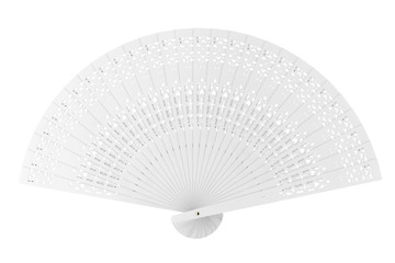 Carved White Wooden Hand Fan in Clay Style. 3d Rendering