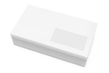 Stack of White Blank Window Envelope. 3d Rendering