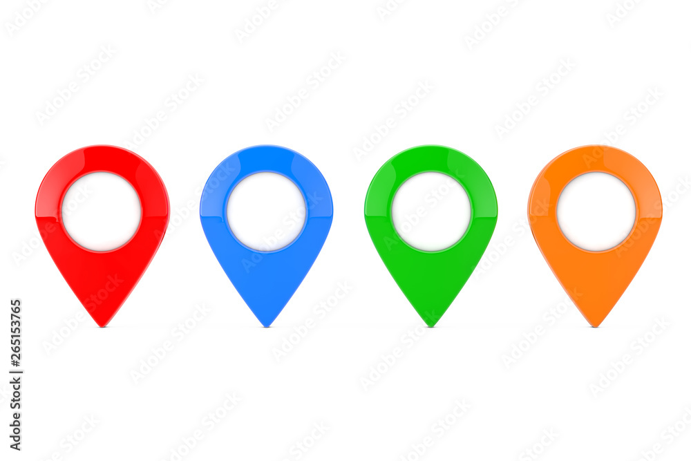 Leinwandbilder Set of Colorful Map Pointer Pins. 3d Rendering