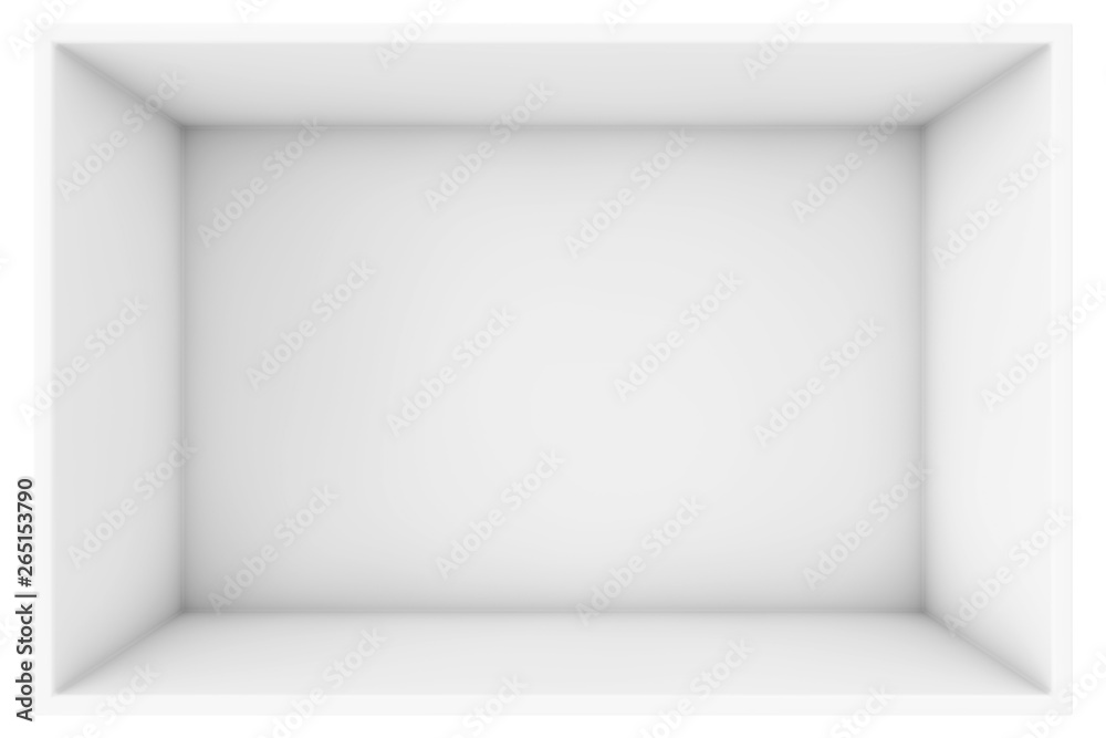Aufkleber big opened empty white box. 3d rendering