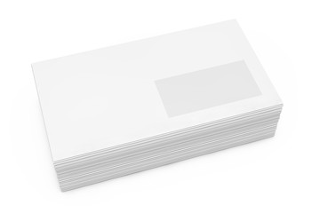Stack of White Blank Window Envelope. 3d Rendering
