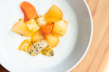 Soft tofu with fruit mixed fruits