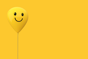 Yellow Air Balloon with Happy Face. 3d Rendering