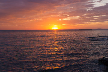 Dramatic sunset over the sea with no people in Sihanoukville Cambodia