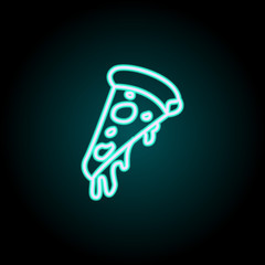 piece of pizza neon icon. Elements of fast food set. Simple icon for websites, web design, mobile app, info graphics