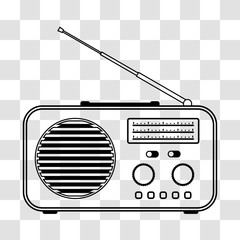 Radio receiver on transparent background