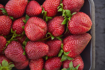 Close up of fresh natural strawberry fruit