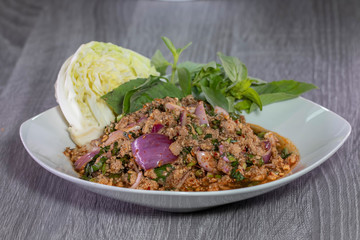Thai food, Larb moo, Pork Cooked thai Style. Larb moo, Pork Cooked thai food