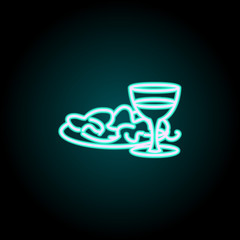 salad with glass of wine neon icon. Elements of fast food set. Simple icon for websites, web design, mobile app, info graphics