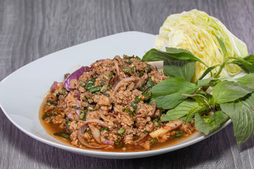 Thai food, Larb moo, Pork Cooked thai Style. Larb moo, Pork Cooked thai food