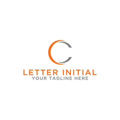 initial logo design C. Type of beautiful logo for all company brands with orange and blue colors. - Vector