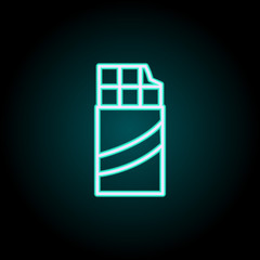 chocolate bar neon icon. Elements of fast food set. Simple icon for websites, web design, mobile app, info graphics