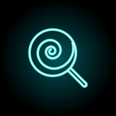 lollipop neon icon. Elements of fast food set. Simple icon for websites, web design, mobile app, info graphics