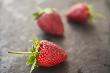 Close up of fresh natural strawberry fruit