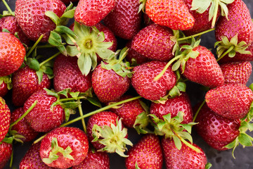 Close up of fresh natural strawberry fruit