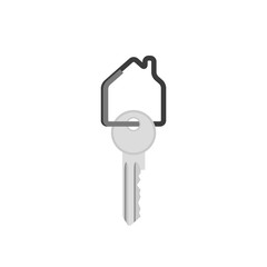 Key with house shape keyring. Real estate flat illustration