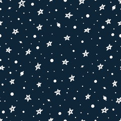 Fototapeta na wymiar Space seamless pattern with star and planet