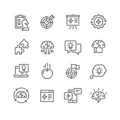 Brainstorming Line Icons Set